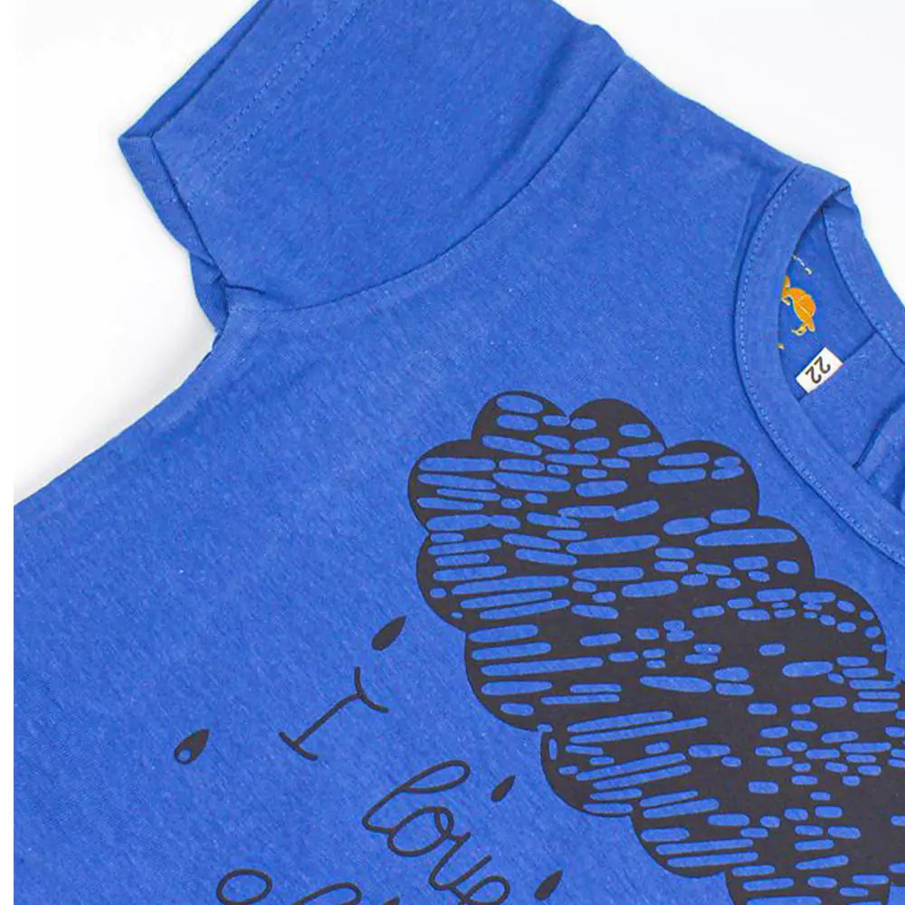 Girl Short Sleeve Tee Top And Skirt Set (Blue)