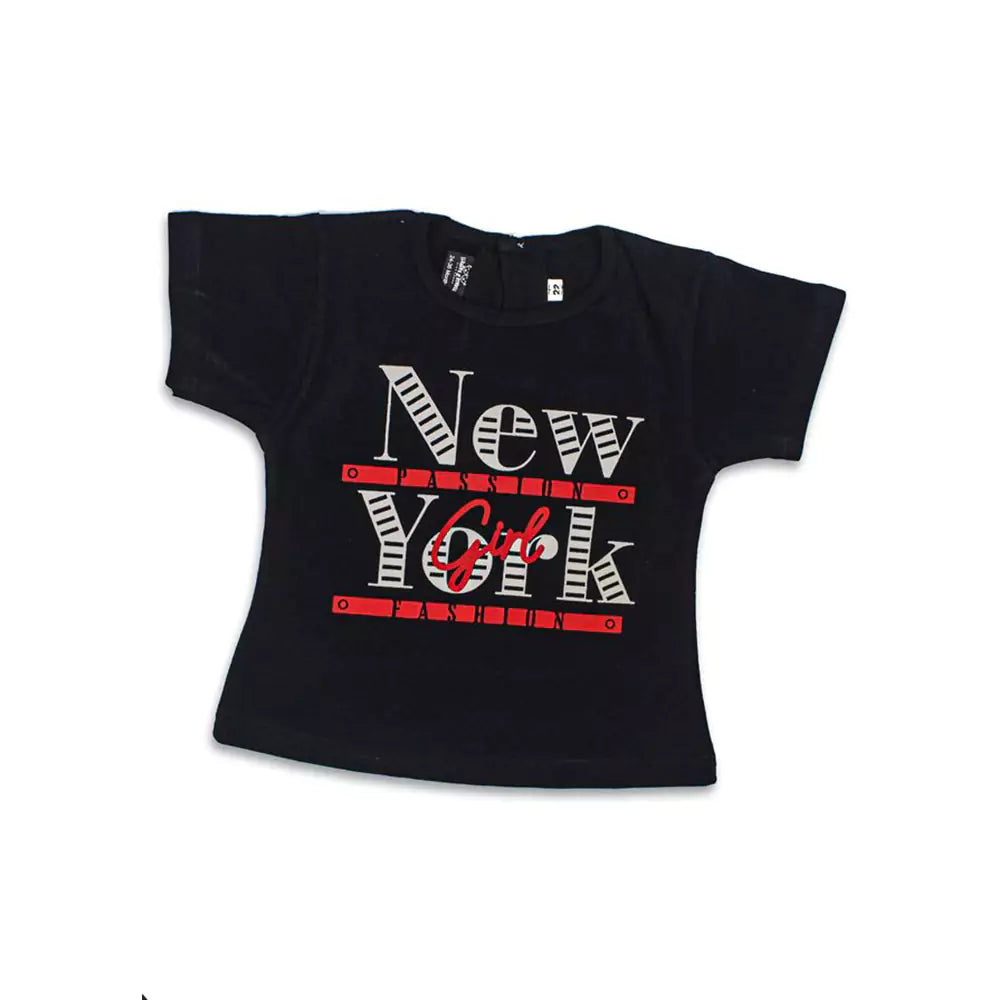 Girl Short Sleeve Tee Top And Skirt Set (Dark Blue)