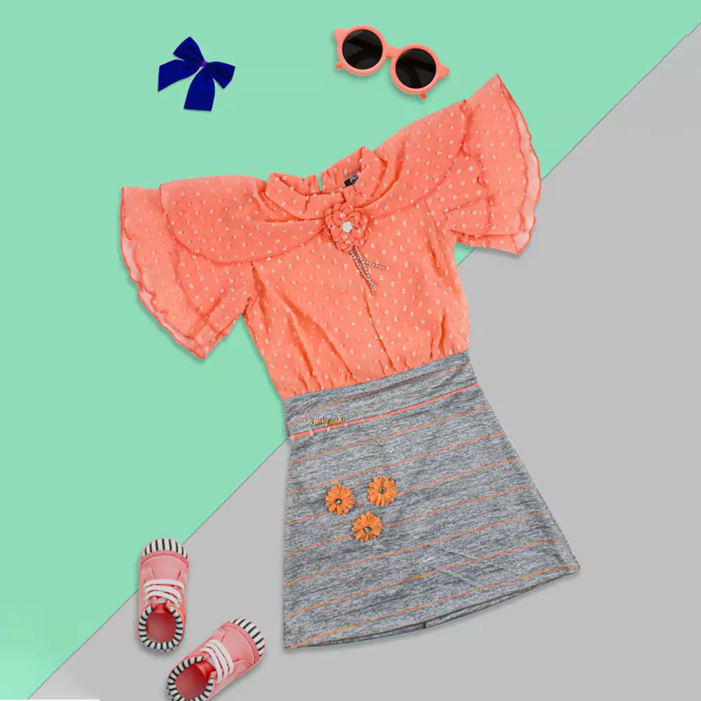 Summer Skirt Outfits Printed Dress (Pink)