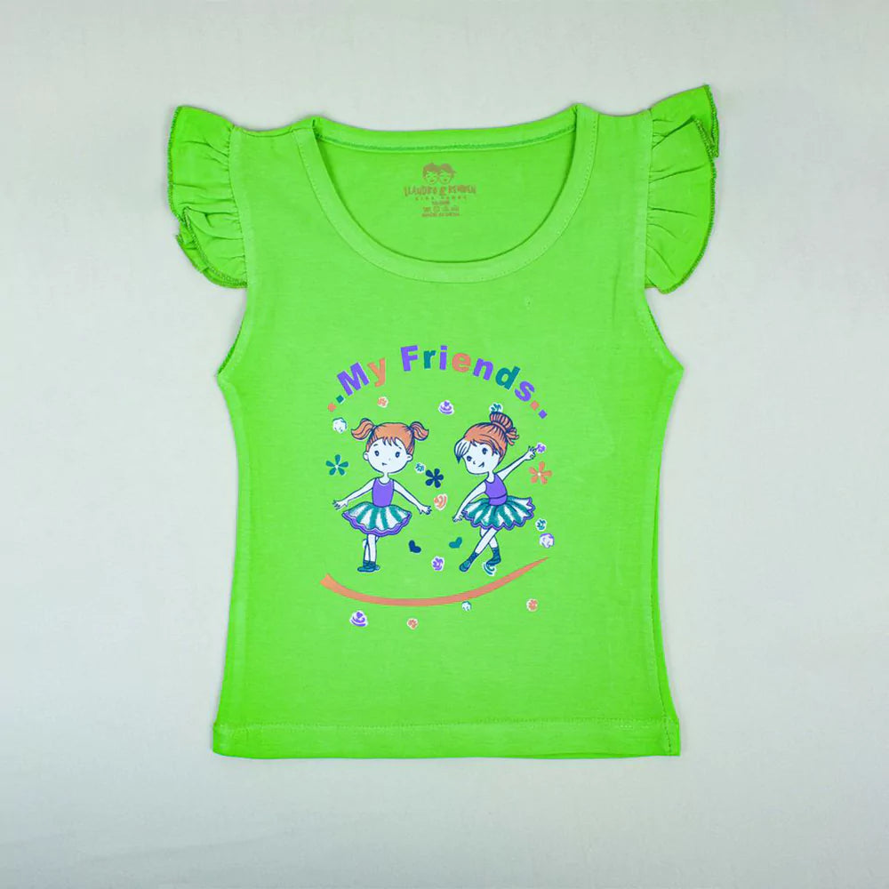 Baby Outfits Infant Sleeveless Cartoon Printed Top & Pant Set For Baby Girls Green Cartoon Printed Top With Short 2Pcs Summer Cotton Clothes Set Toddler Clothes