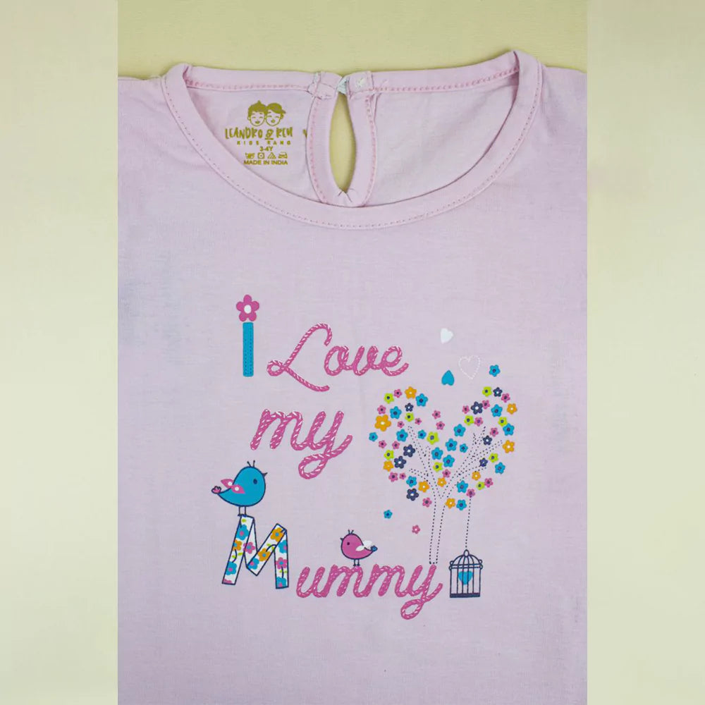 Infant Toddler Girls Short Sleeves Pink Tulle Skirts Set Outfit T-shirts Cute Print (Pink)