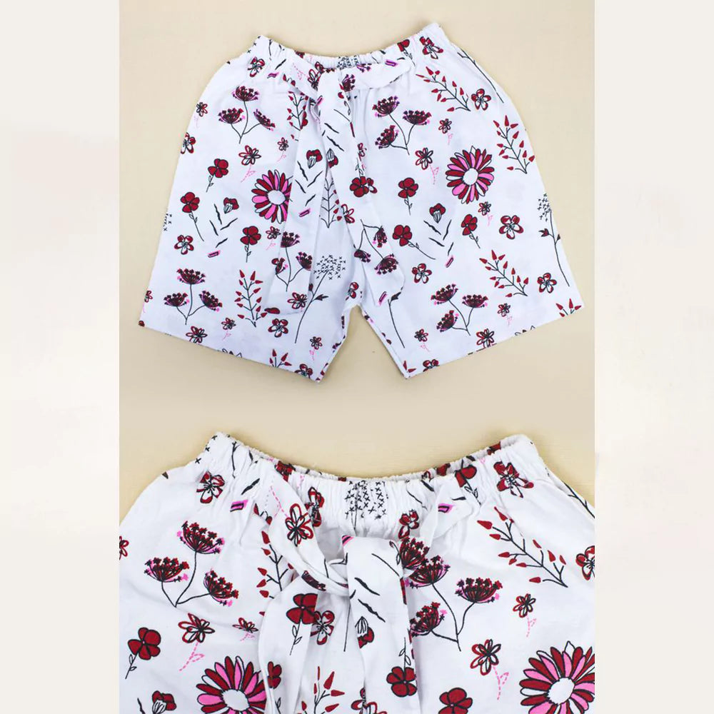 Baby Outfits Infant Sleeveless Printed Top & Pant Set For Baby Girls Maroon Printed Top With Short 2Pcs Summer Cotton Clothes Set Toddler Clothes
