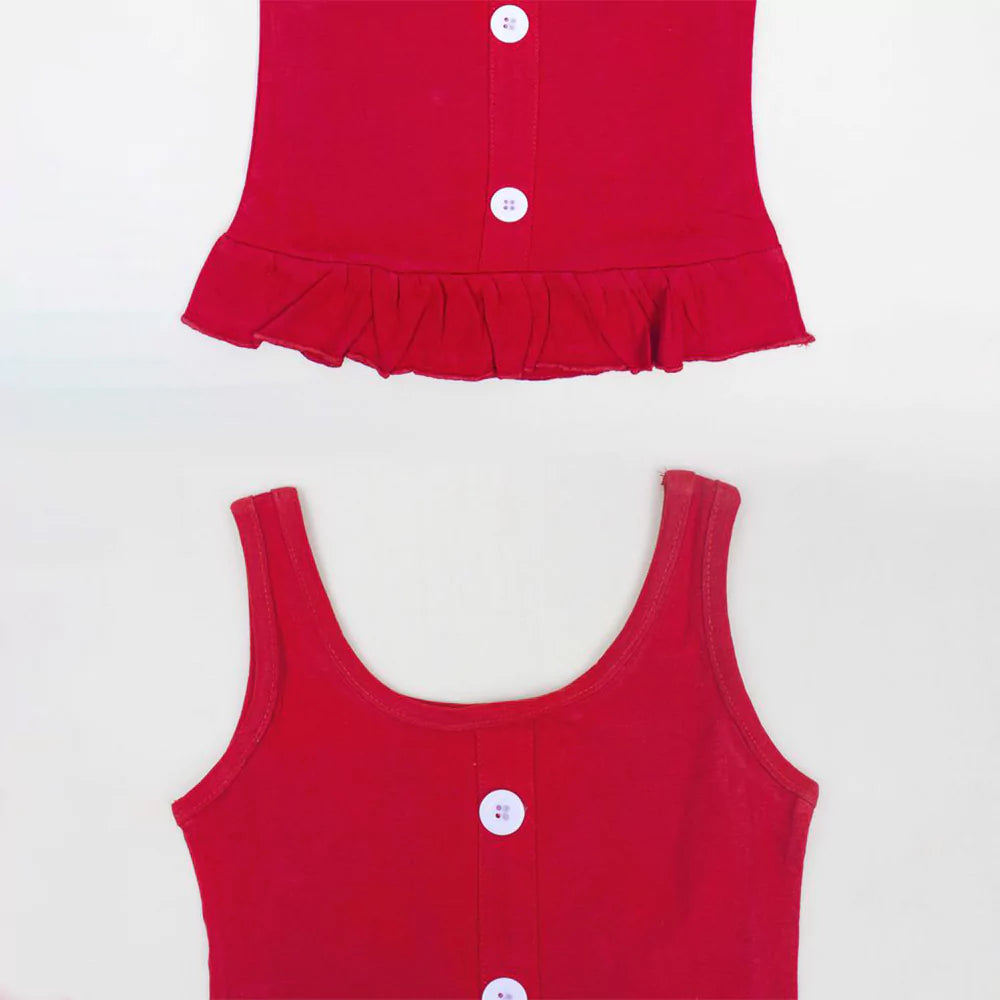 Baby Outfits Infant Sleeveless Printed Top & Pant Set For Baby Girls Maroon Printed Top With Short 2Pcs Summer Cotton Clothes Set Toddler Clothes