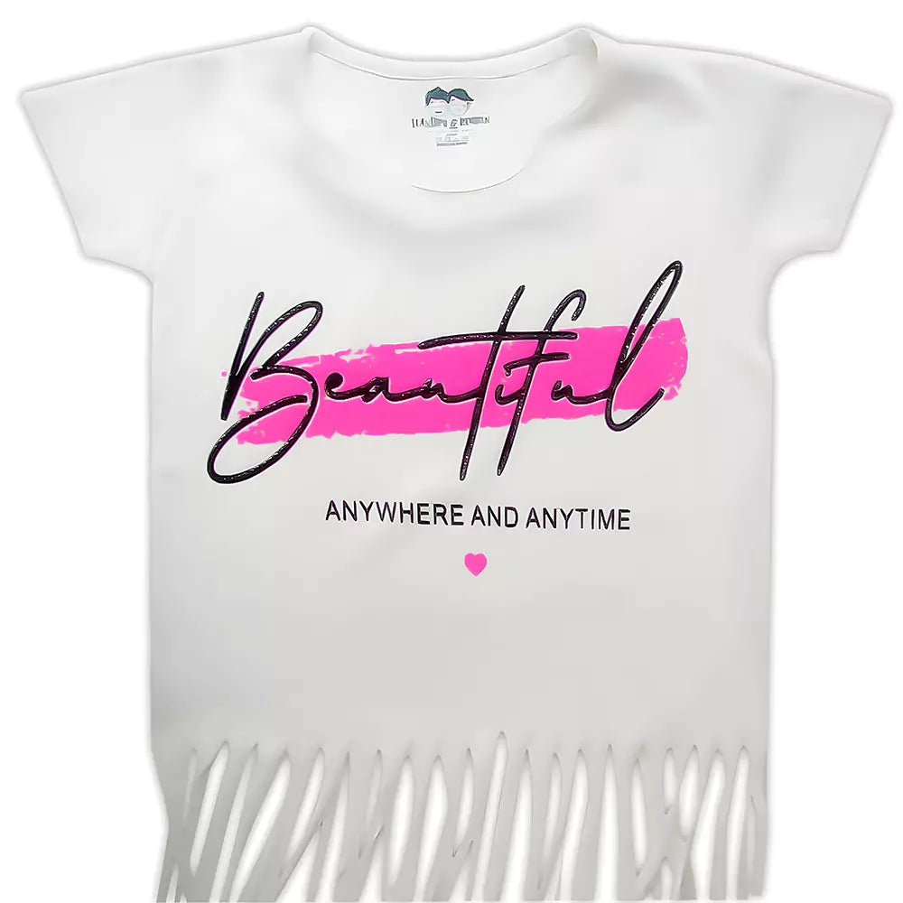 Girls and Toddlers Summer Short-Sleeve Graphic Print Crew Neck Tshirt Tunic Tops For 6 Months-3 Years Girls (white pink print)