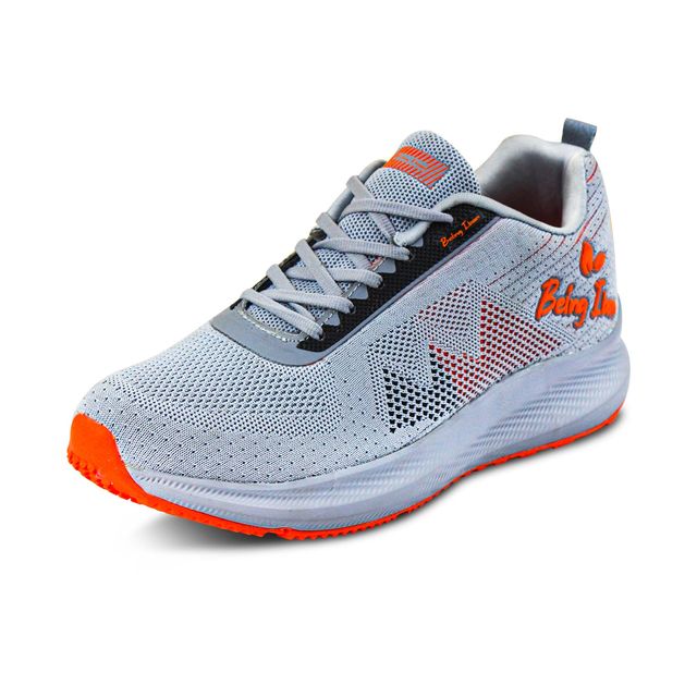 Mens Lightweight Athletic Running Walking Gym Shoes Casual Sports Shoes Fashion Sneakers Walking Shoes_Grey/Orange