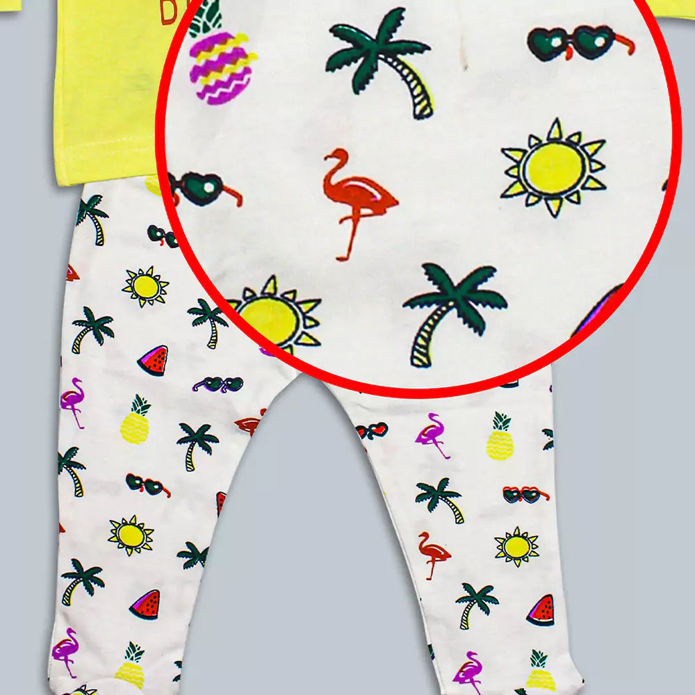 Baby Boys Girl Outfits Infant Yellow Pyjama Casual Dress Legging Elastic Waistband Legging 2Pcs Summer Cotton Clothes Set Toddler Clothes