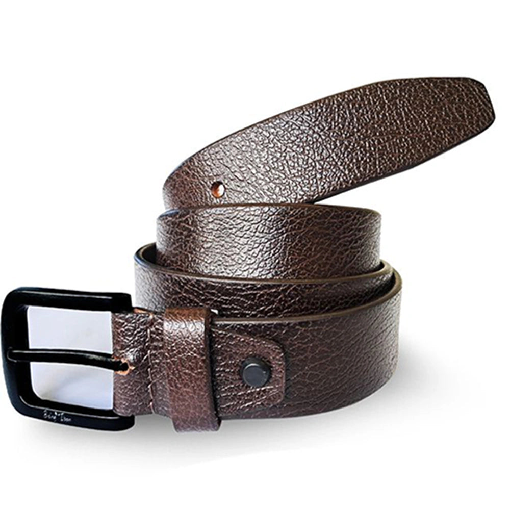 Genuine Men's Leather Belt Full Grain Leather Casual Jeans Leather Belts for Men Hand Made Mens Casual Belts With Heavy Duty Metal Buckle_Brown_Brown
