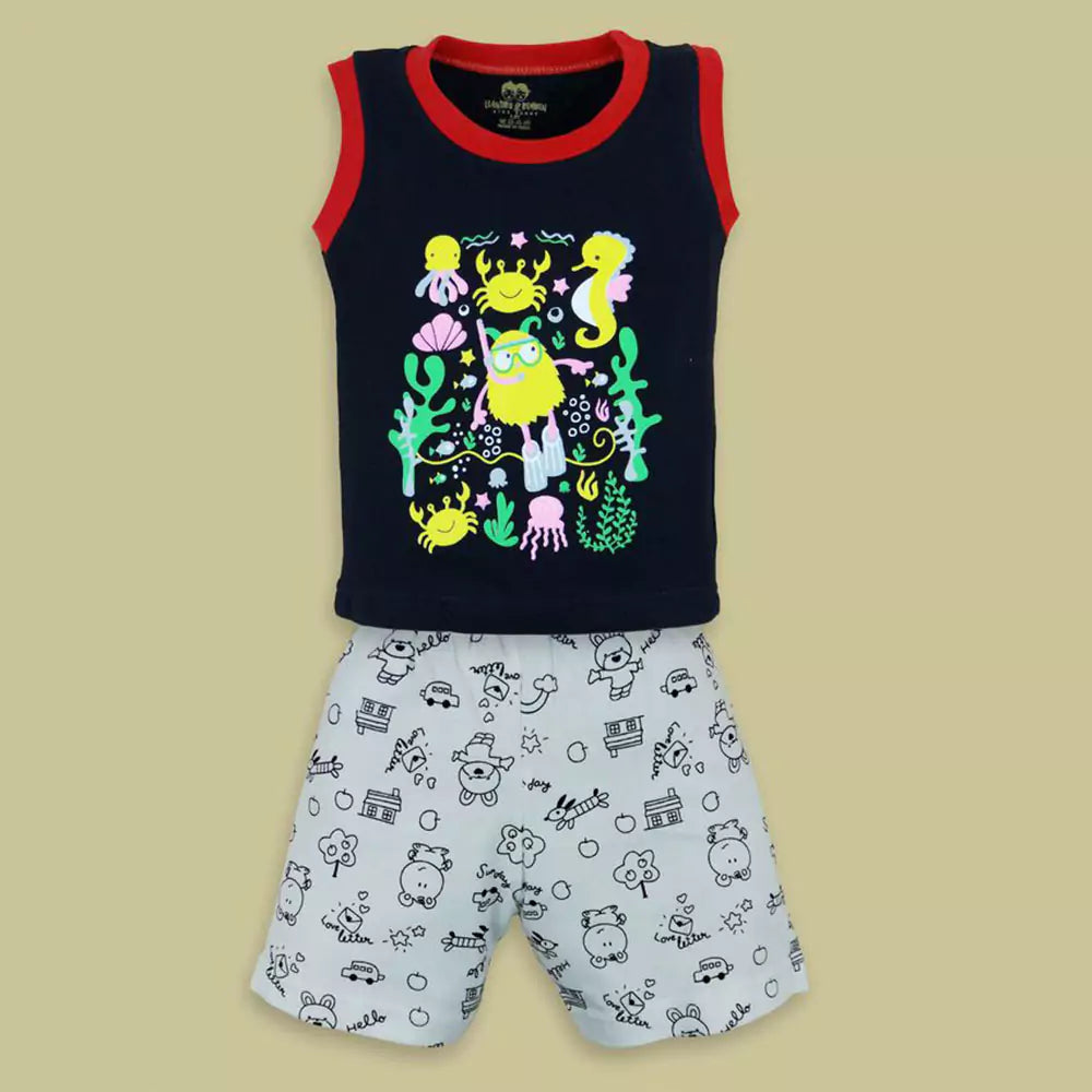 Printed Kids Tshirt Pant Set 100% Cotton Infantwear Top Bottom Combo Pack