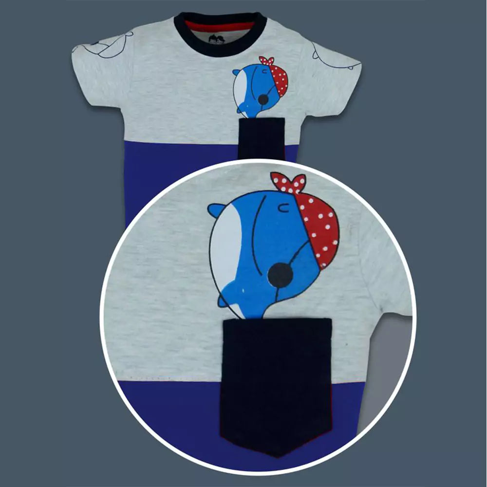 Baby Boys Girl Tie-Dye Outfits Unisex Infant Short Sleeve Round Neck (Grey & Navy Blue )