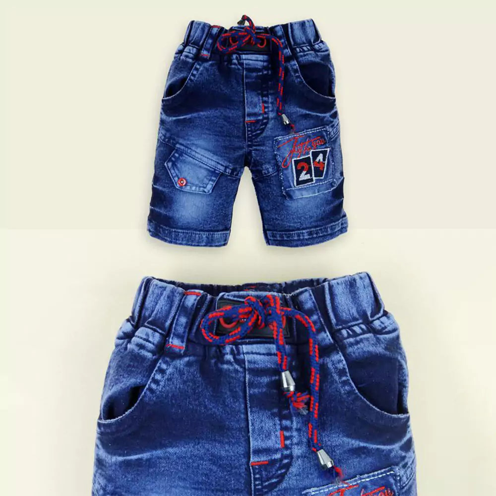 Cotton Soft Round Neck Half Sleeve T-Shirt with Jeans Pant Clothing Set for Kids