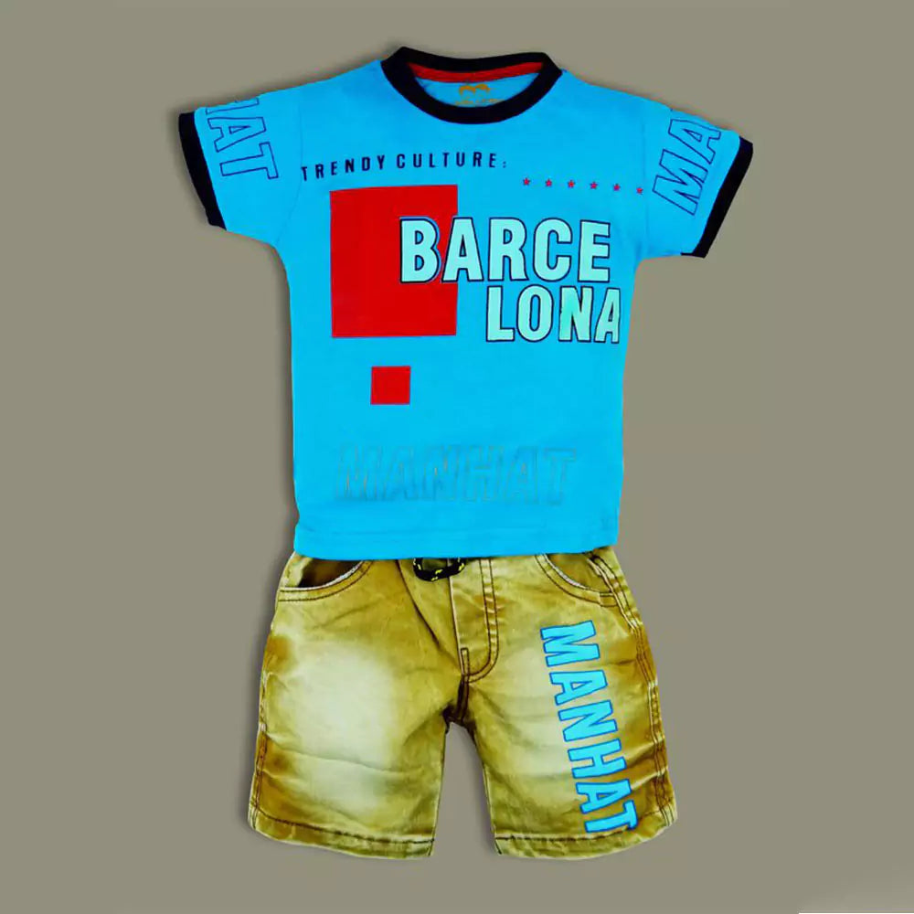 Baby Boy's Cotton Clothing Set Baby's Cotton Tshirt Pant Set (Blue Yellow )