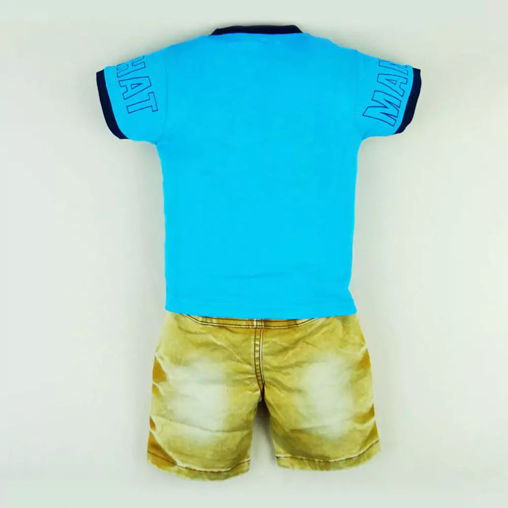 Baby Boy's Cotton Clothing Set Baby's Cotton Tshirt Pant Set (Blue Yellow )