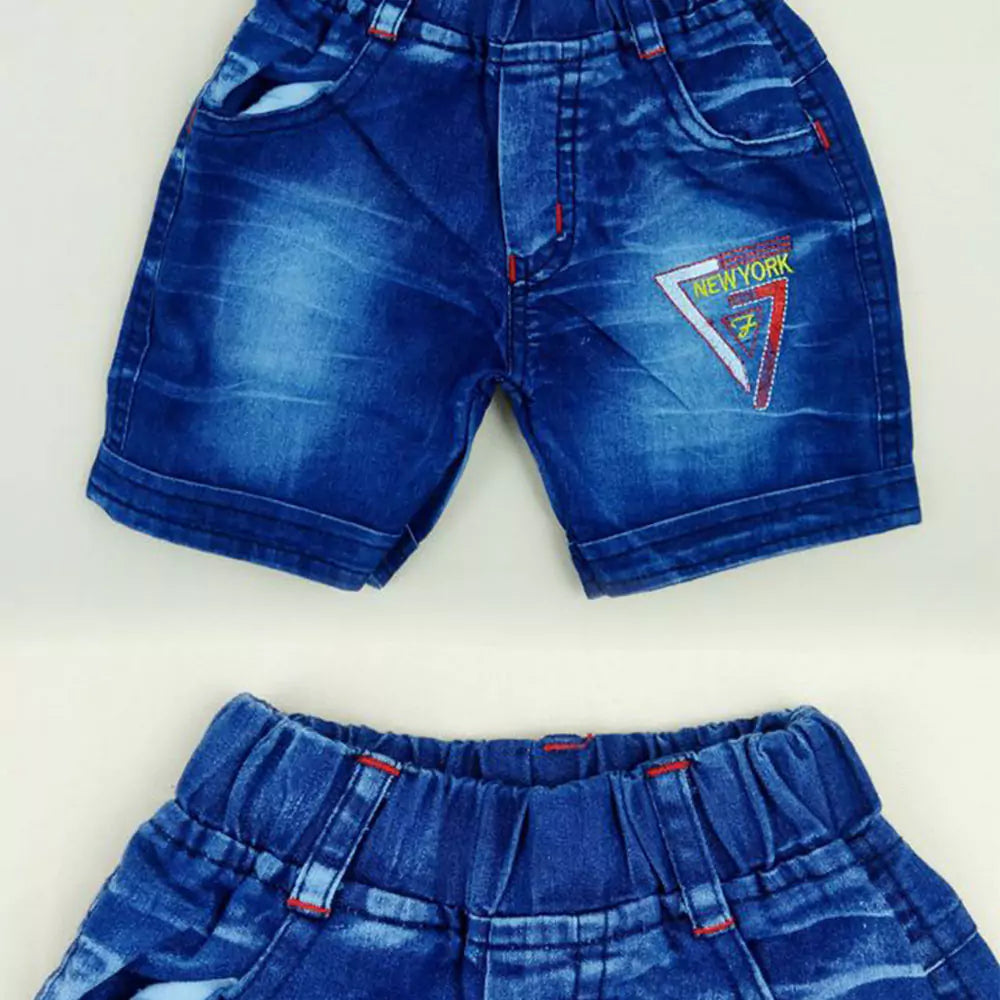 Cotton Soft Round Neck Half Sleeve T-Shirt with Jeans Pant Clothing Set for Kids