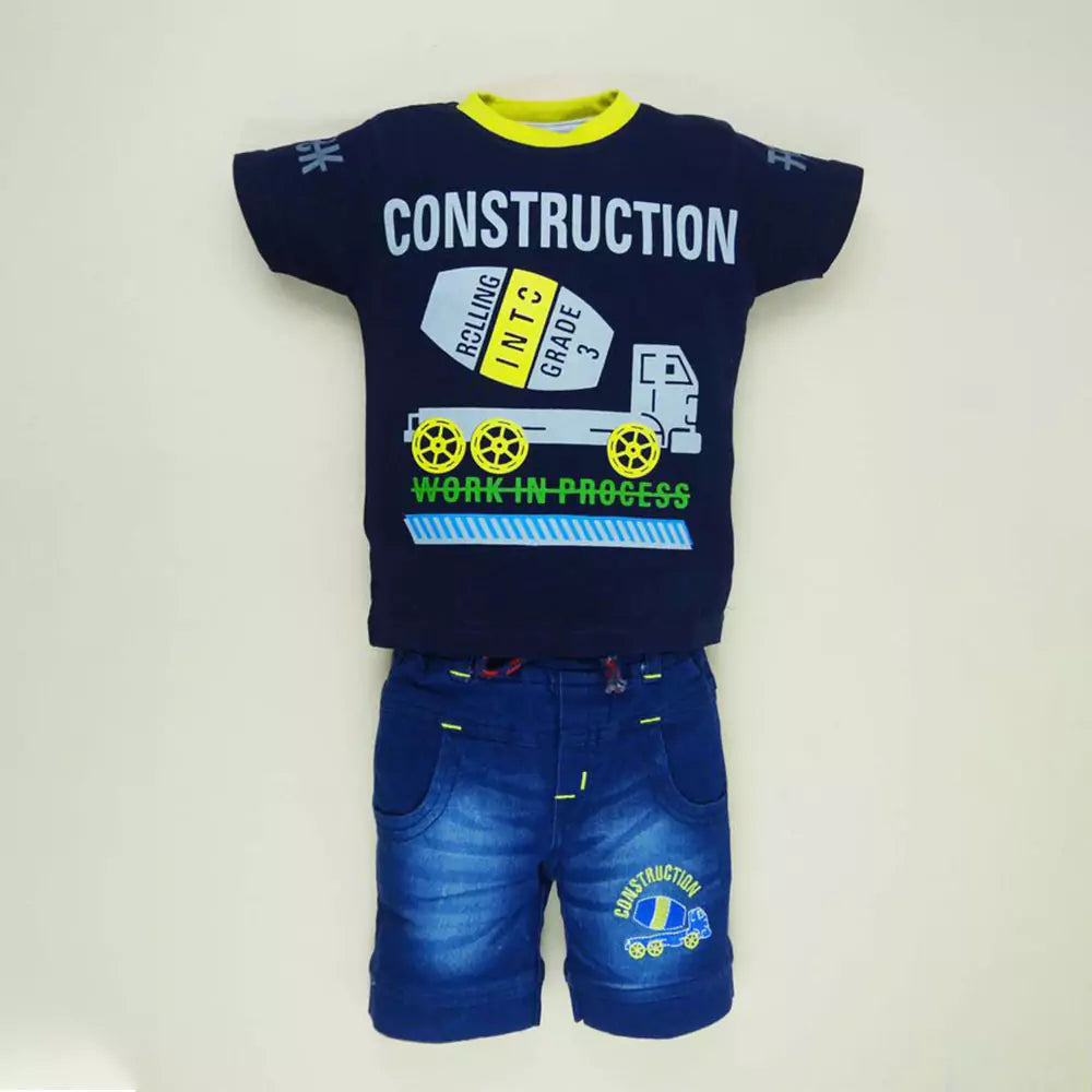 Baby Boys Girl Tie-Dye Outfits Unisex Infant Short Sleeve Round Neck (Navy Blue )