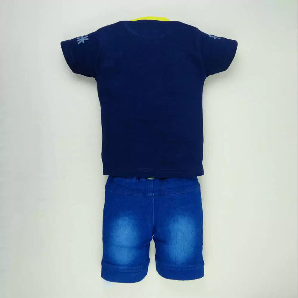 Baby Boys Girl Tie-Dye Outfits Unisex Infant Short Sleeve Round Neck (Navy Blue )