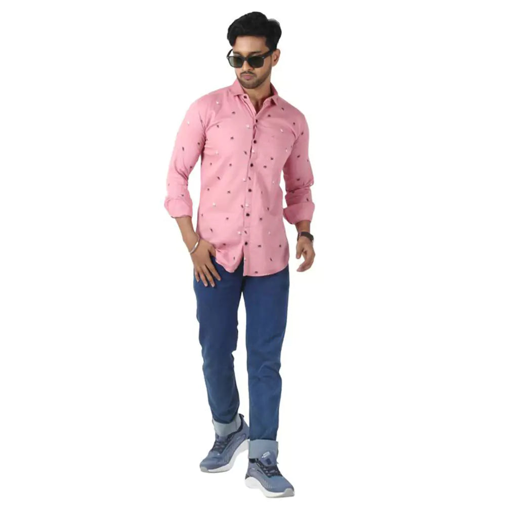 Men Printed Shirt (Pink)