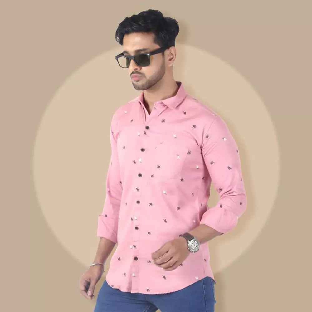 Men Printed Shirt (Pink)