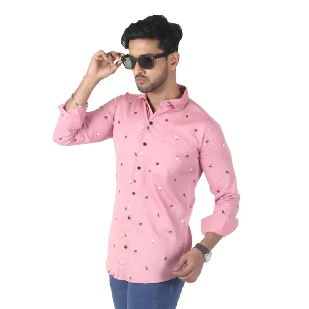 Men Printed Shirt (Pink)