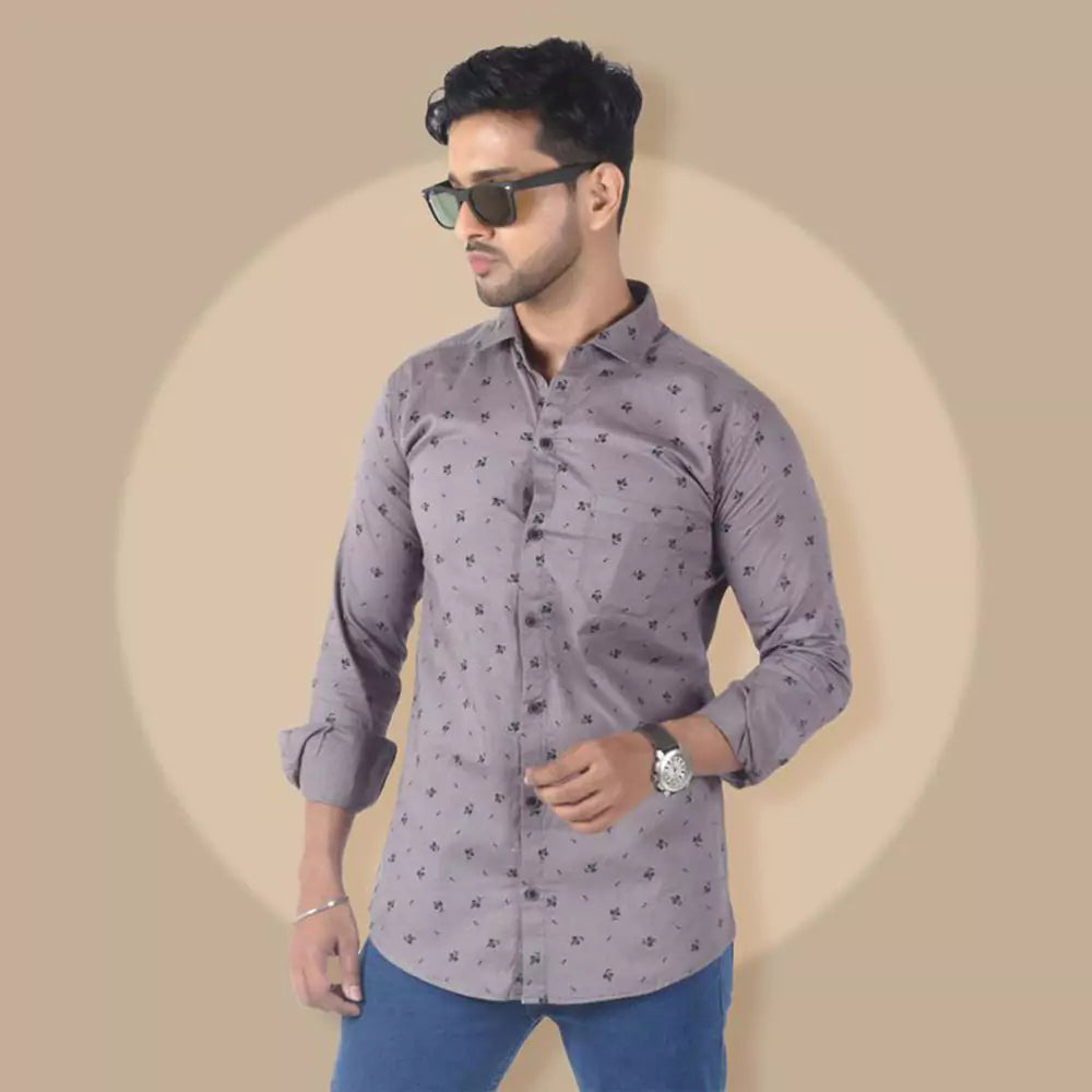 Men Printed Shirt (Grey)