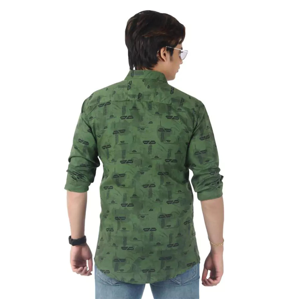 Men's Full Sleeve Wrinkle Free Shirt Button Down (Green & Black )