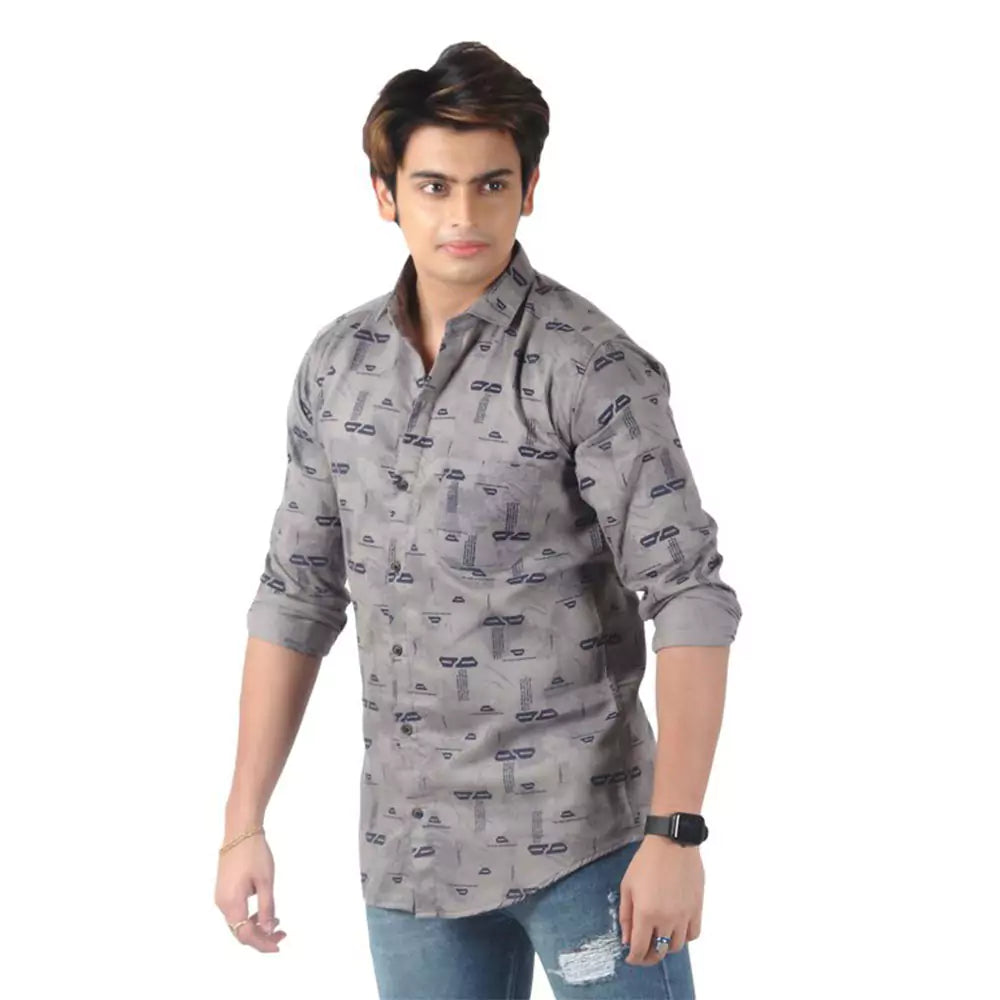 Men's Full Sleeve Wrinkle Free Shirt Button Down (Grey)