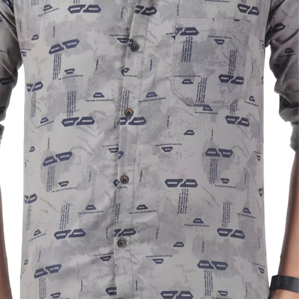 Men's Full Sleeve Wrinkle Free Shirt Button Down (Grey)