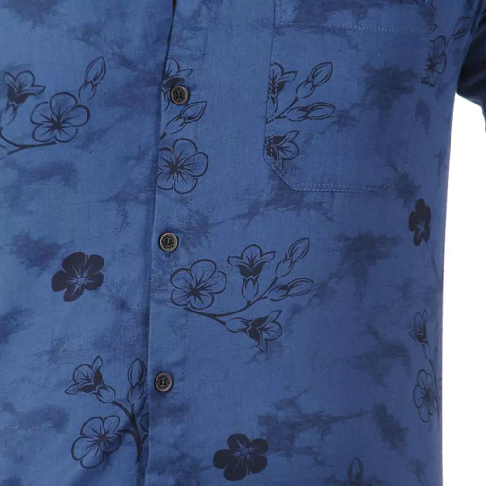 Men's Full Sleeve Wrinkle Free Floral Print Shirt(blue)