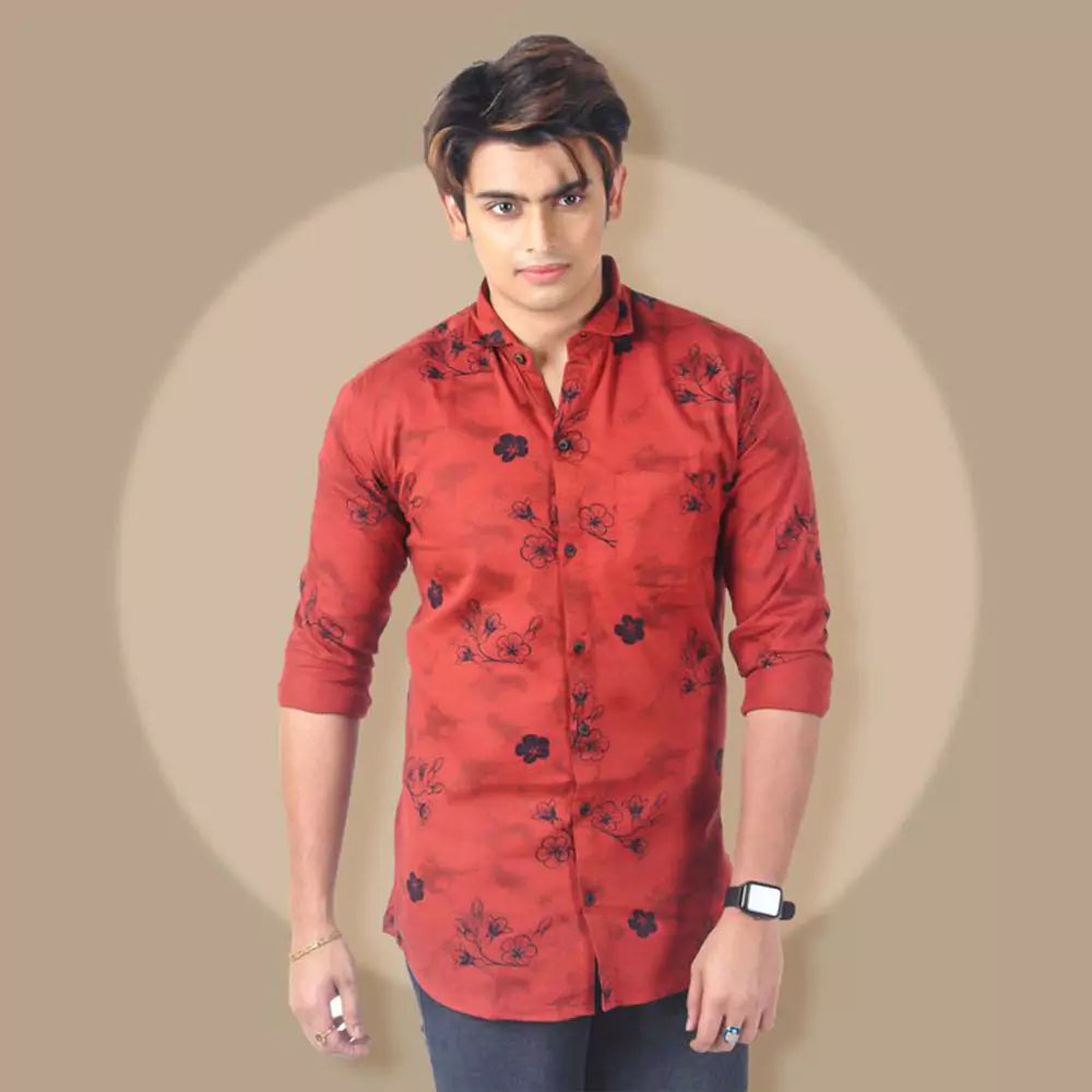 Men Printed Shirt (Red )