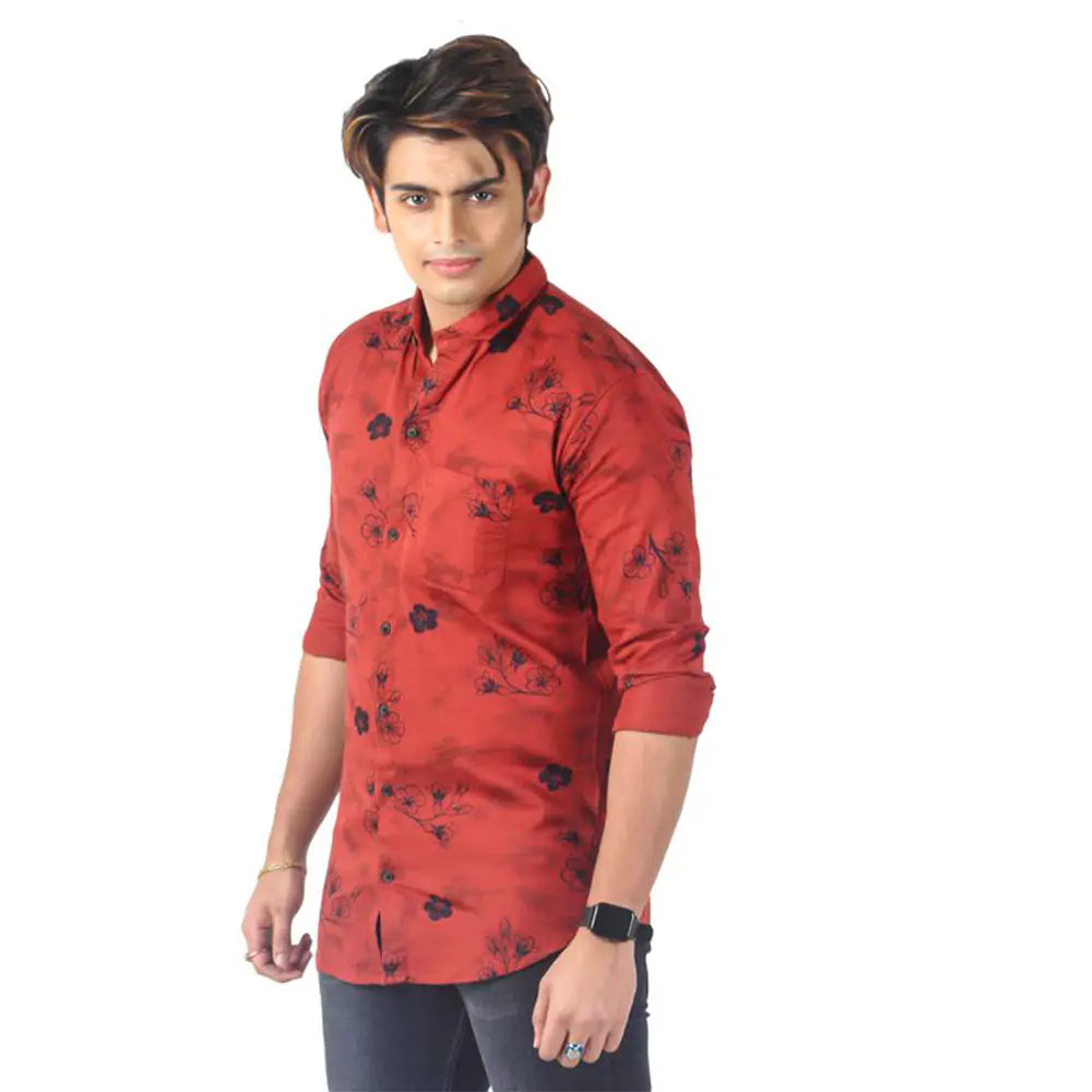 Men Printed Shirt (Red )