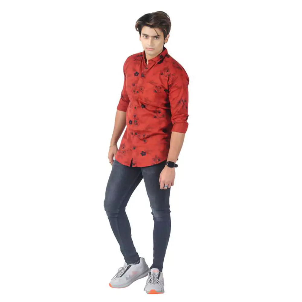 Men Printed Shirt (Red )