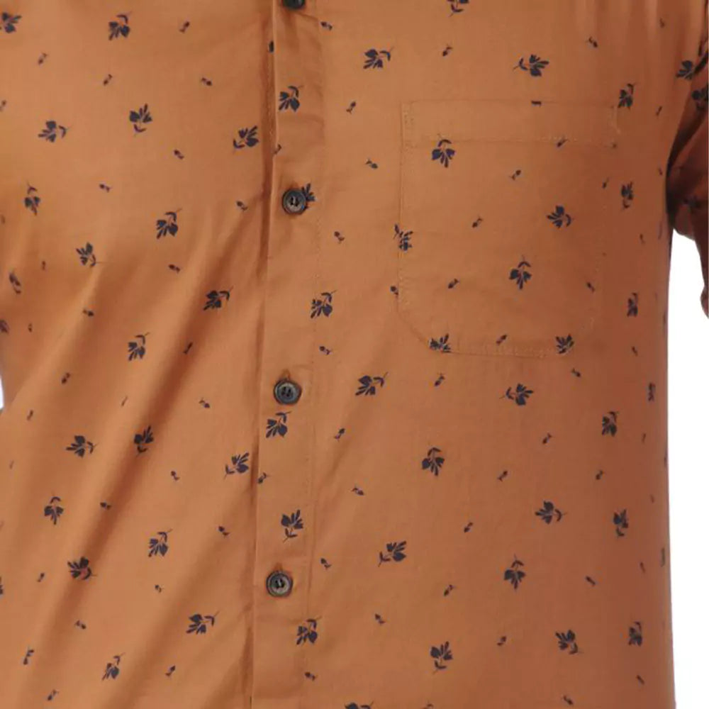 Men Printed Shirt ( Brown )