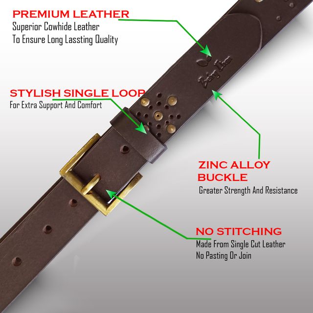 Hand Made Womens Casual Belts With Heavy Duty Metal Buckle_Brown