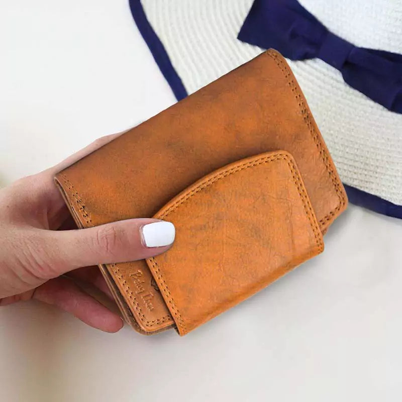 Women Handbag Stylish Women Convertible Clutch Purse Wallet RFID Blocking Trifold Card Holder Ladies Clutch With ID Window (Brown)