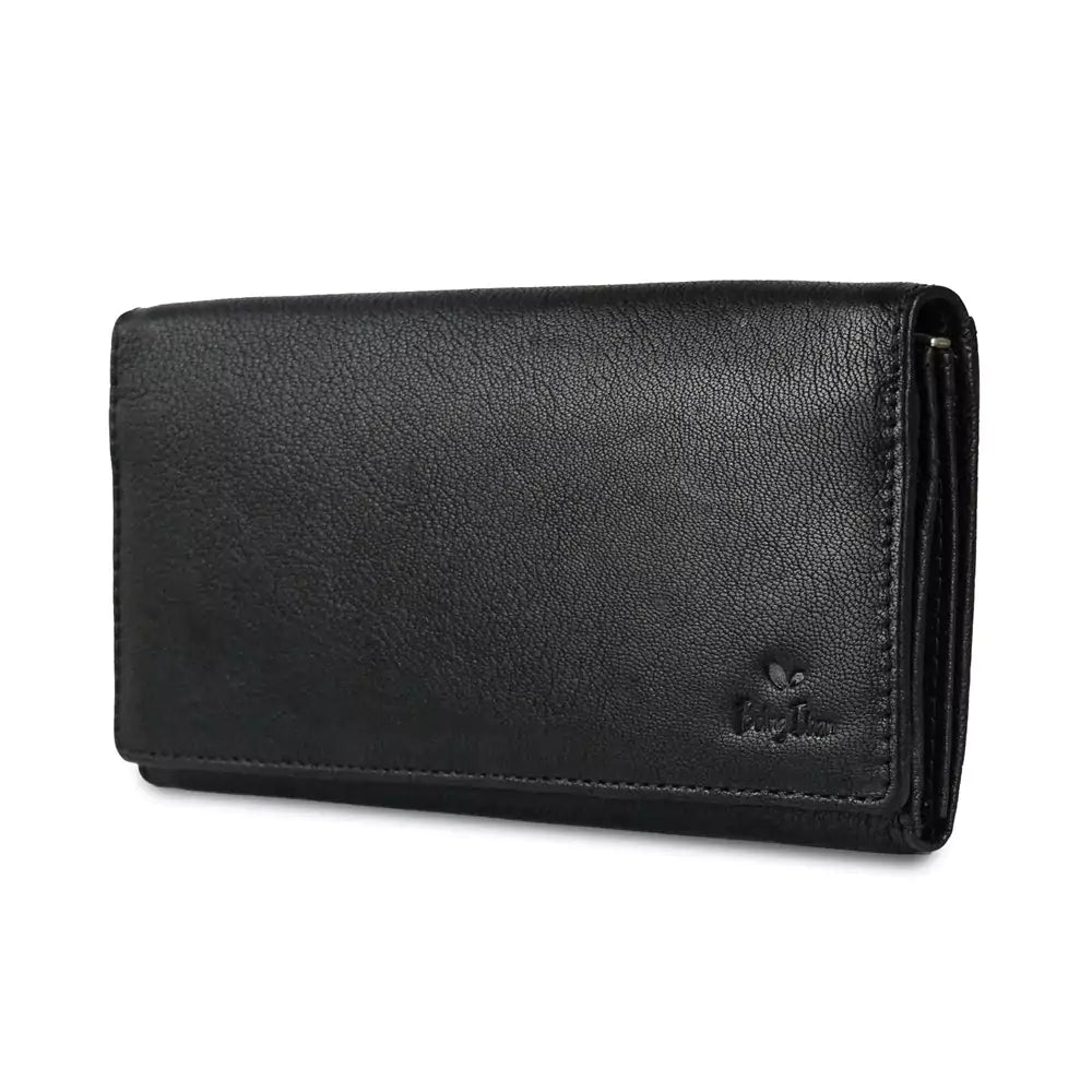 Women Handbag Stylish Women Convertible Clutch Purse Wallet RFID Blocking Trifold Card Holder Ladies Clutch With ID Window (BLACK)