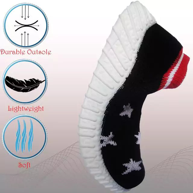 Kids Pull On Shoes Toddler Girls Boys Breathable Sneakers Running Shoes (Black/White)