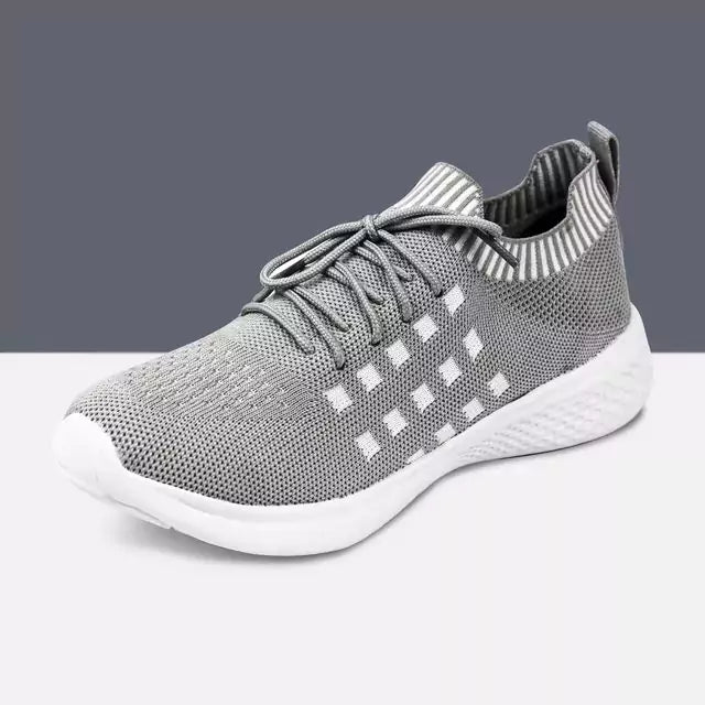 Women's Lightweight Athleisure Knitted Active Wear Slip-On Sneaker Shoes for Sports(Grey)