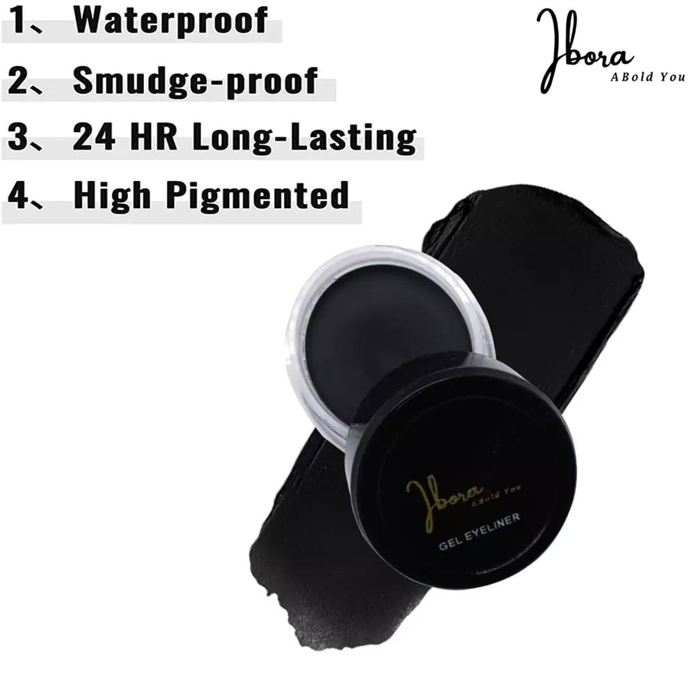 IBORA Gel Eyeliner Quick Drying Smudge Resistant Long Lasting 12 Hour Wear Precise Ultra Fine Black Waterproof (8 Gm)