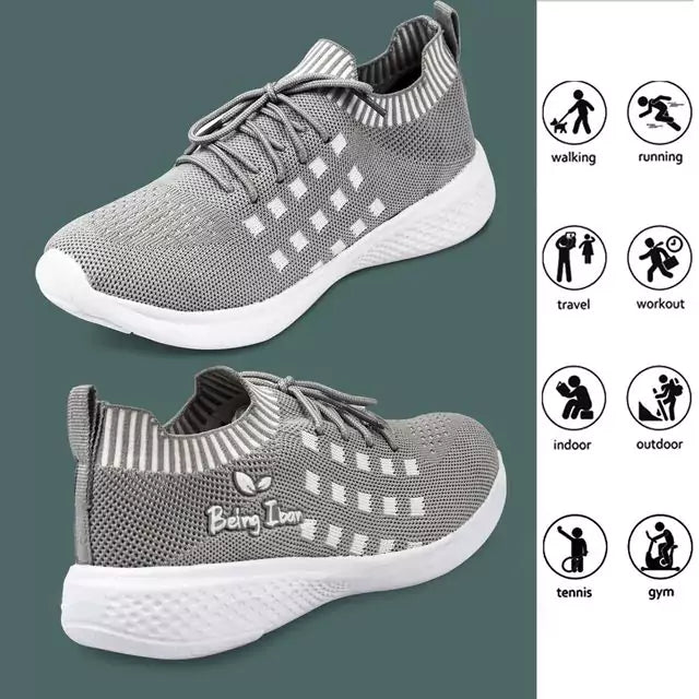 Women's Lightweight Athleisure Knitted Active Wear Slip-On Sneaker Shoes for Sports(Grey)