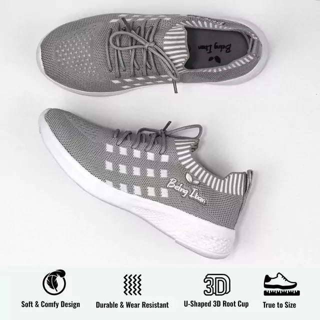 Women's Lightweight Athleisure Knitted Active Wear Slip-On Sneaker Shoes for Sports(Grey)