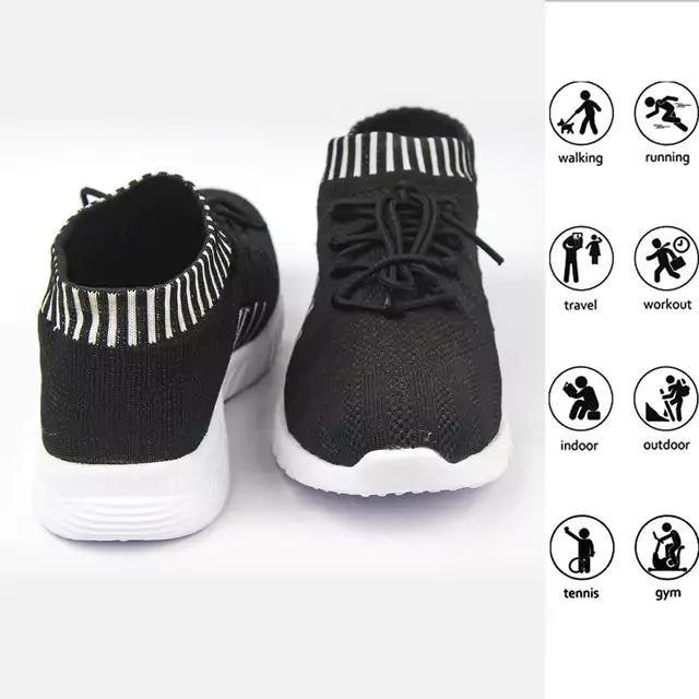 Walking Shoes Women Sock Sneakers Lightweight Comfy Breathable Casual (Black & White)