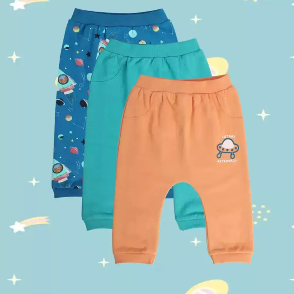 MINI KLUB Baby Boys Regular Fit Multicolor Polycotton Trousers (PACK OF 3)