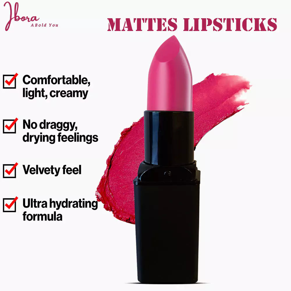 Ibora Matte Lipstick Rich Pigment, Smooth Finish Long Lasting Hydrating & Lightweight Lipstick Perfect Matte Finish for Any Look 5 Gm Purple