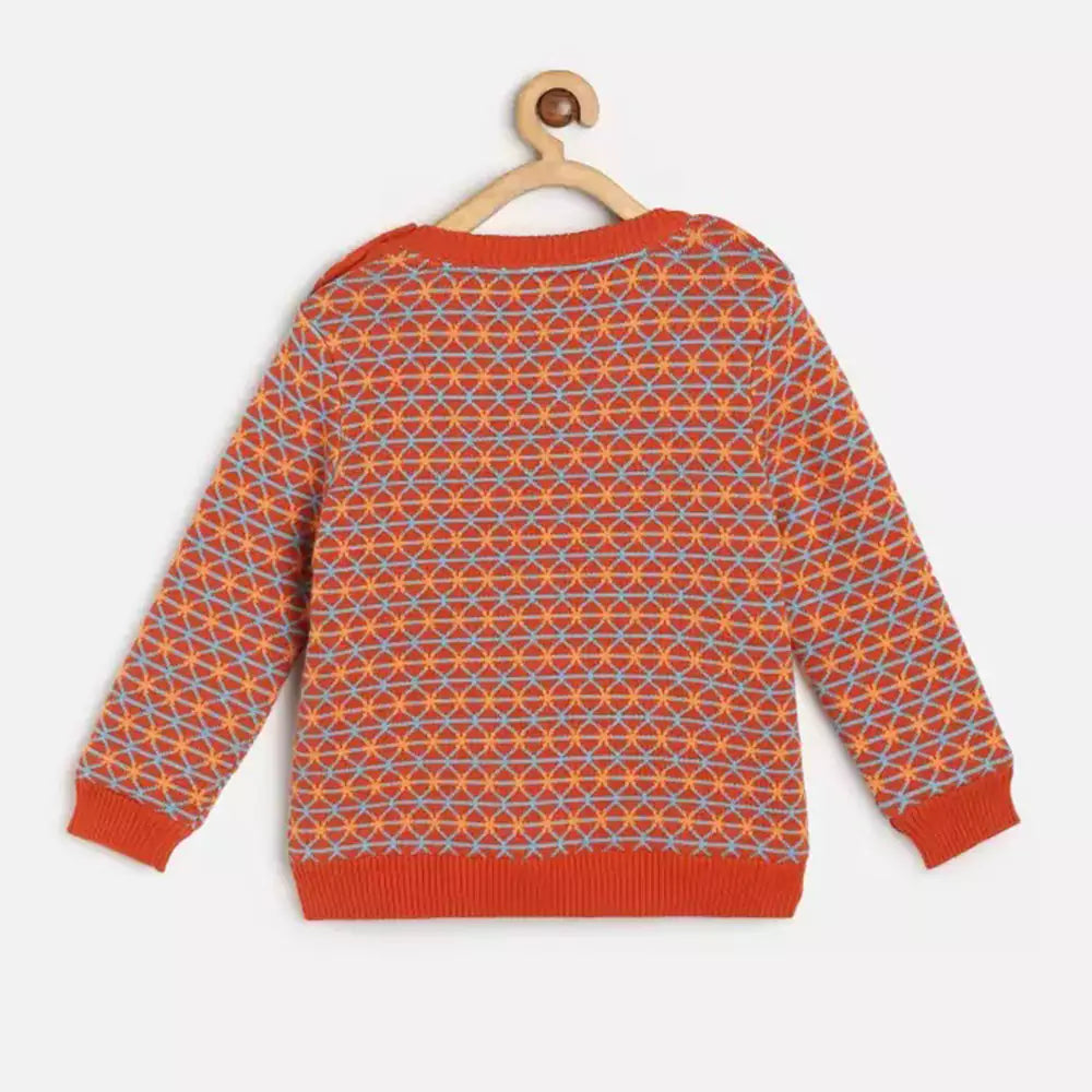 MINI KLUB Boys Self Design Round Neck Multicolor Sweater