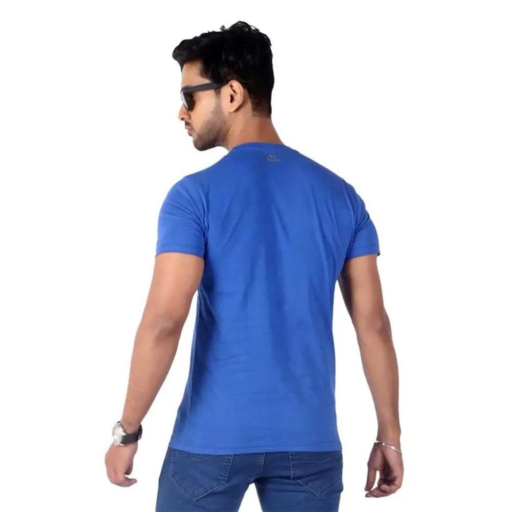 Men's Slim-Fit Eversoft Premium Cotton Short Sleeve Crewneck Tshirt Breathable & Tag Free Beer Bottle Printed Tees For Men_Blue