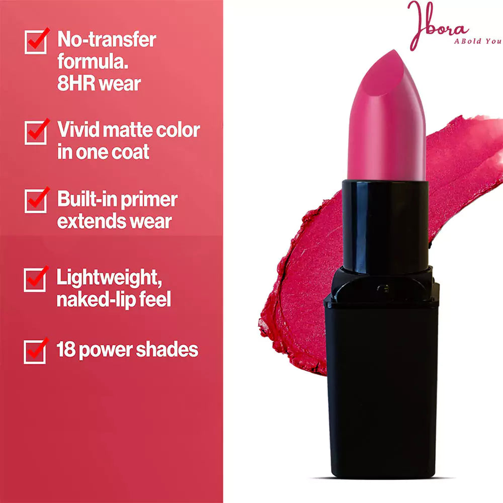 Ibora Matte Lipstick Rich Pigment, Smooth Finish Long Lasting Hydrating & Lightweight Lipstick Perfect Matte Finish for Any Look 5 Gm Purple
