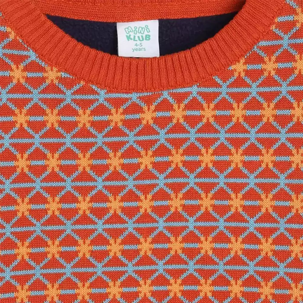 MINI KLUB Boys Self Design Round Neck Multicolor Sweater