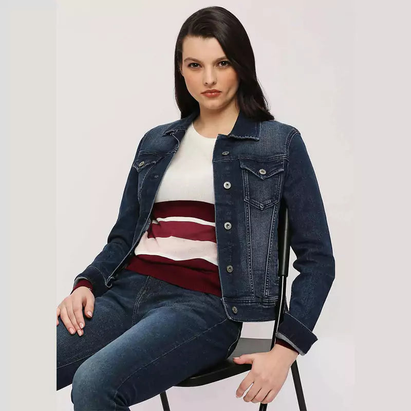 Burgundy Striped Pullover Full Sleeves Knit Top Sweater