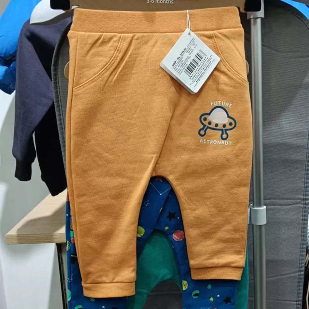 MINI KLUB Baby Boys Regular Fit Multicolor Polycotton Trousers (PACK OF 3)