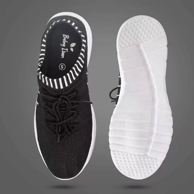 Walking Shoes Women Sock Sneakers Lightweight Comfy Breathable Casual (Black & White)