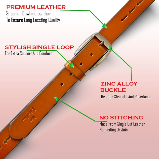 Hand Made Womens Casual Belts With Heavy Duty Metal Buckle_Yellow & Brown